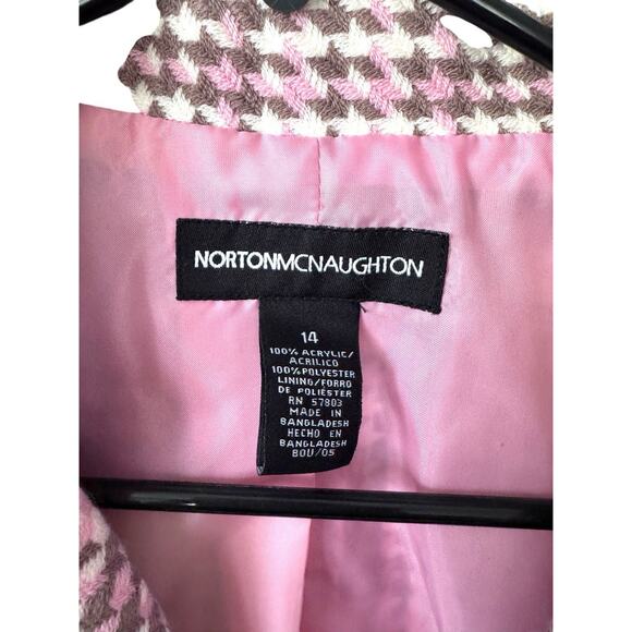 Pink Houndstooth Peacoat Jacket Women’s 14 Double Breasted Retro Y2K Mod - Picture 6 of 10